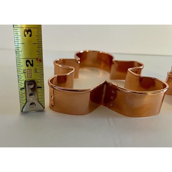 Vintage 6"/3” Gingerbread Boy Man Copper Plated Cookie Cutter Baking - Picture 4 of 6